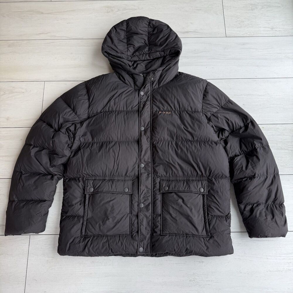 Prana Whitney Portal Puffer Jacket XL Mens Black Charcoal Goose Down Nylon Coat